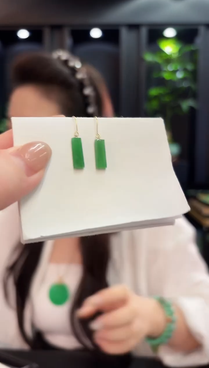 18K金镶嵌翡翠耳饰 缅料A货/支持复检/一件