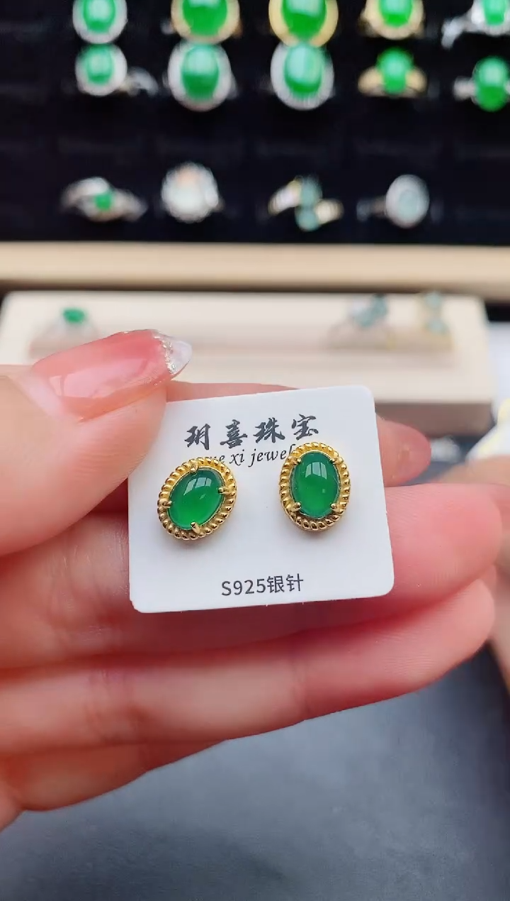 【闪购商品】翡翠耳饰银S925镶嵌508000