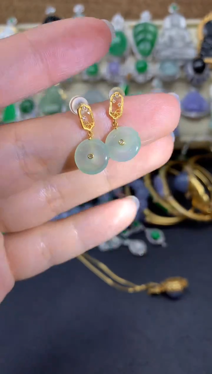 【闪购商品】翡翠耳饰18K金镶嵌118-中国好珍宝