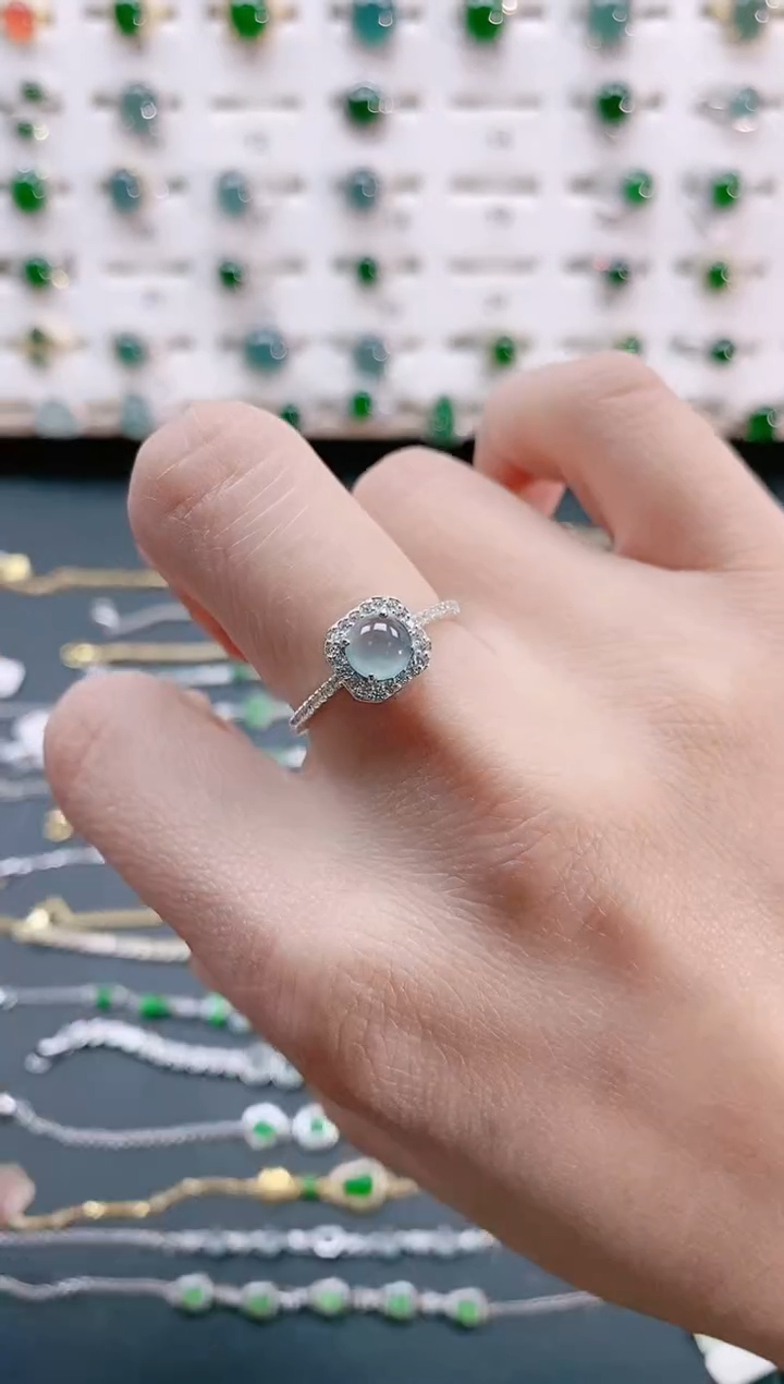 【闪购商品】翡翠戒指银S925镶嵌天然翡翠