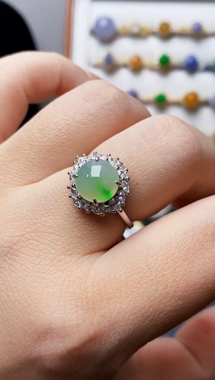 银S925镶嵌戒指翡翠1173