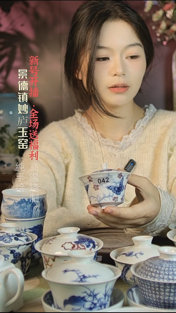 盘陶用****0妙庐玉窑小马蹄盖碗042