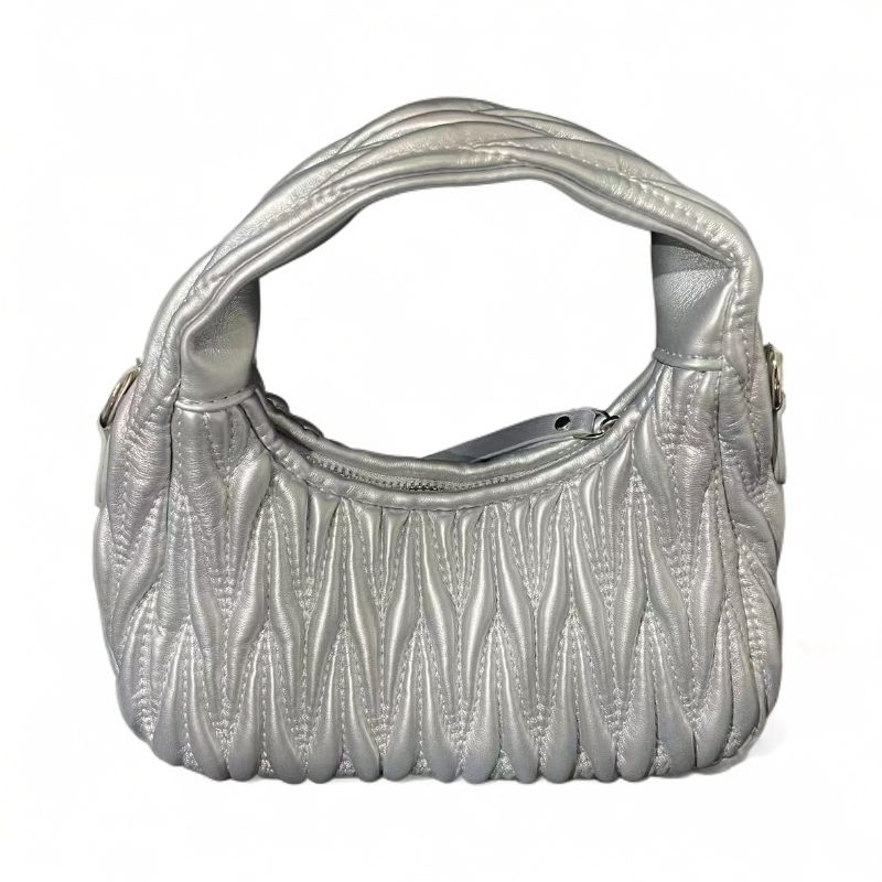 LQ-刘浩存同款-褶皱手提hobo-银色-10669