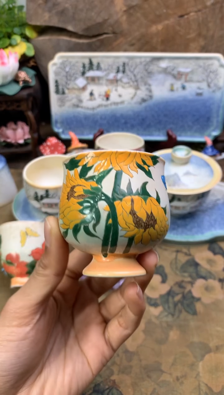 【闪购商品】拾泥手绘向日葵杯