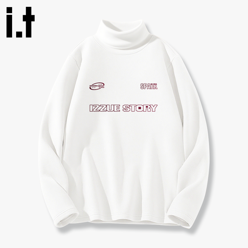 it izzue白色高领内搭德绒长袖t恤2025秋冬高级感休闲百搭打底衫