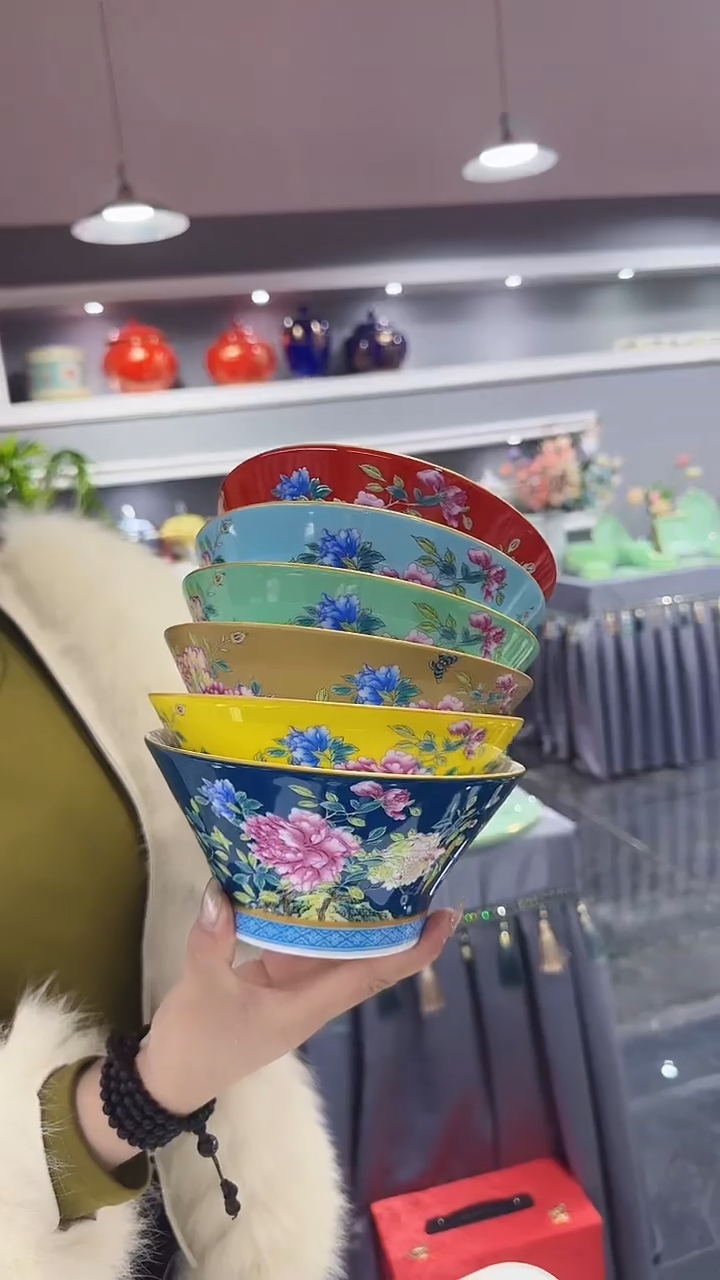 【闪购商品】瓷片  7寸景德镇小蛮腰面碗6个混色