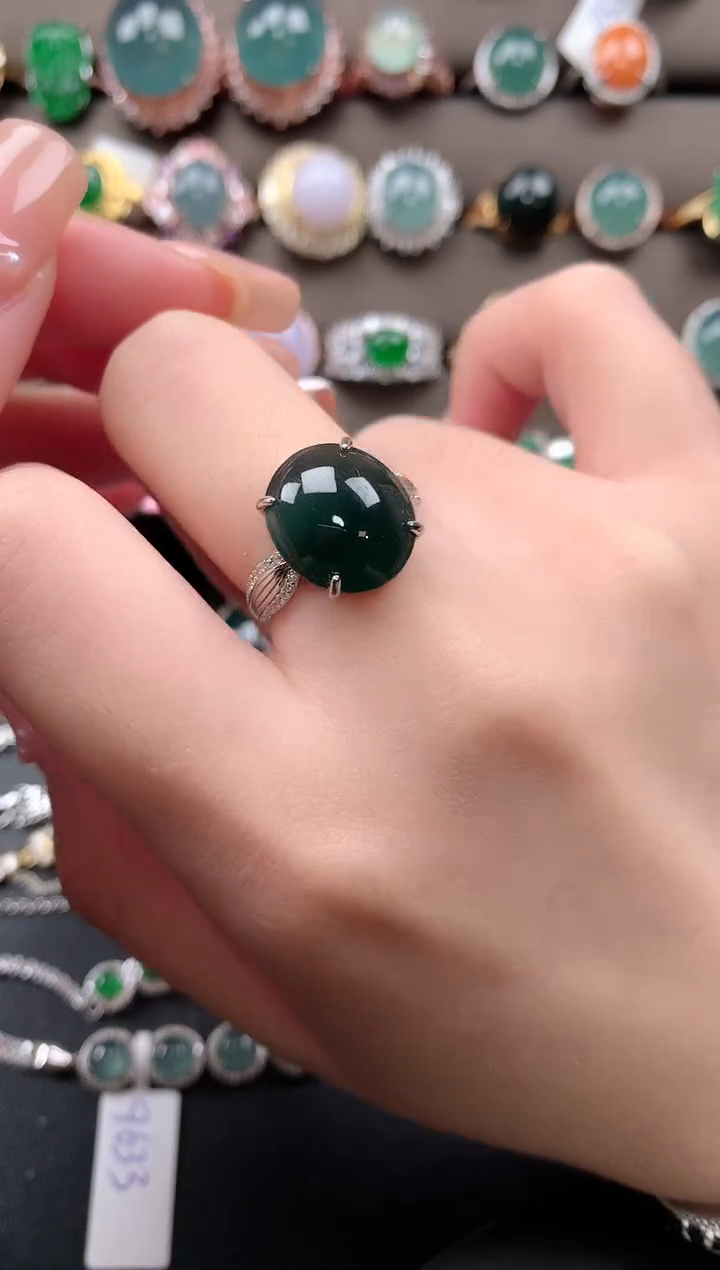 【闪购商品】翡翠戒指银S925镶嵌52141