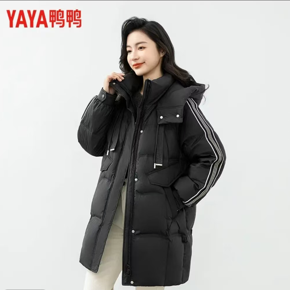YAYA/鸭鸭羽绒服女中长款时尚甜美百搭宽松保暖厚外套YE3B634515L