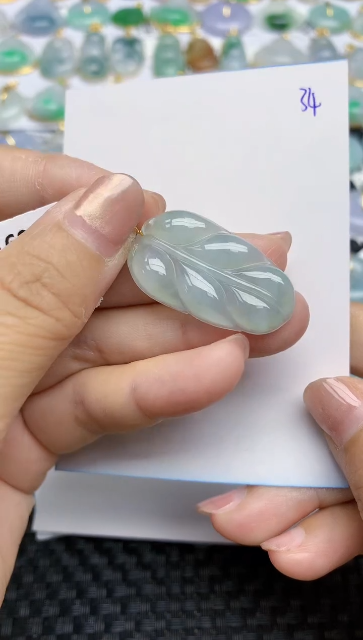 【闪购商品】翡翠颈饰18K金镶嵌天然A货翡翠 34