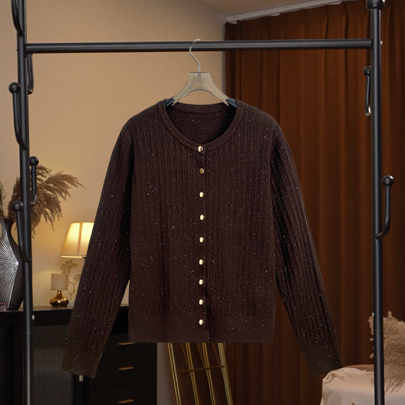 2025新款亮闪圆领长袖显瘦常规袖毛针织衫上衣毛衣D8012