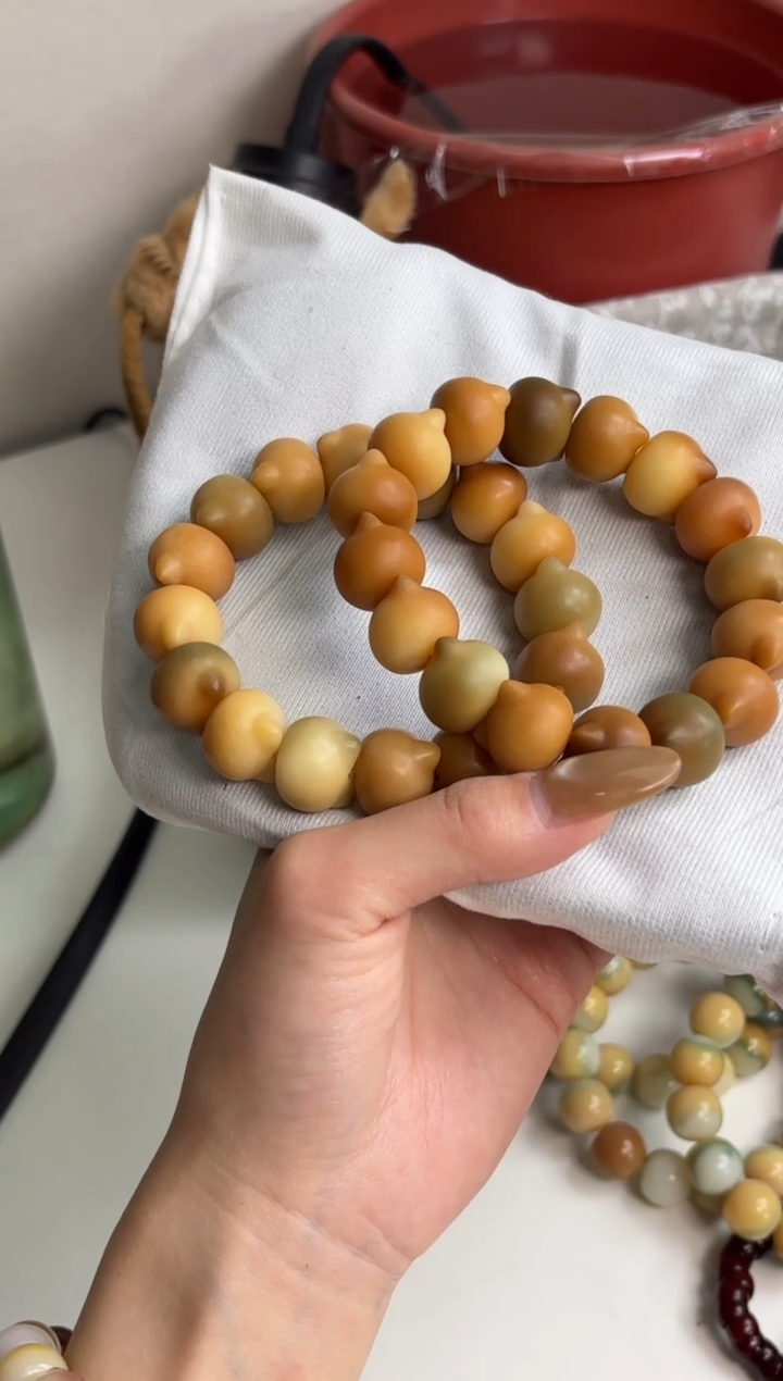 手串菩提根/象牙果沐h18干磨猫猫头18mm手串