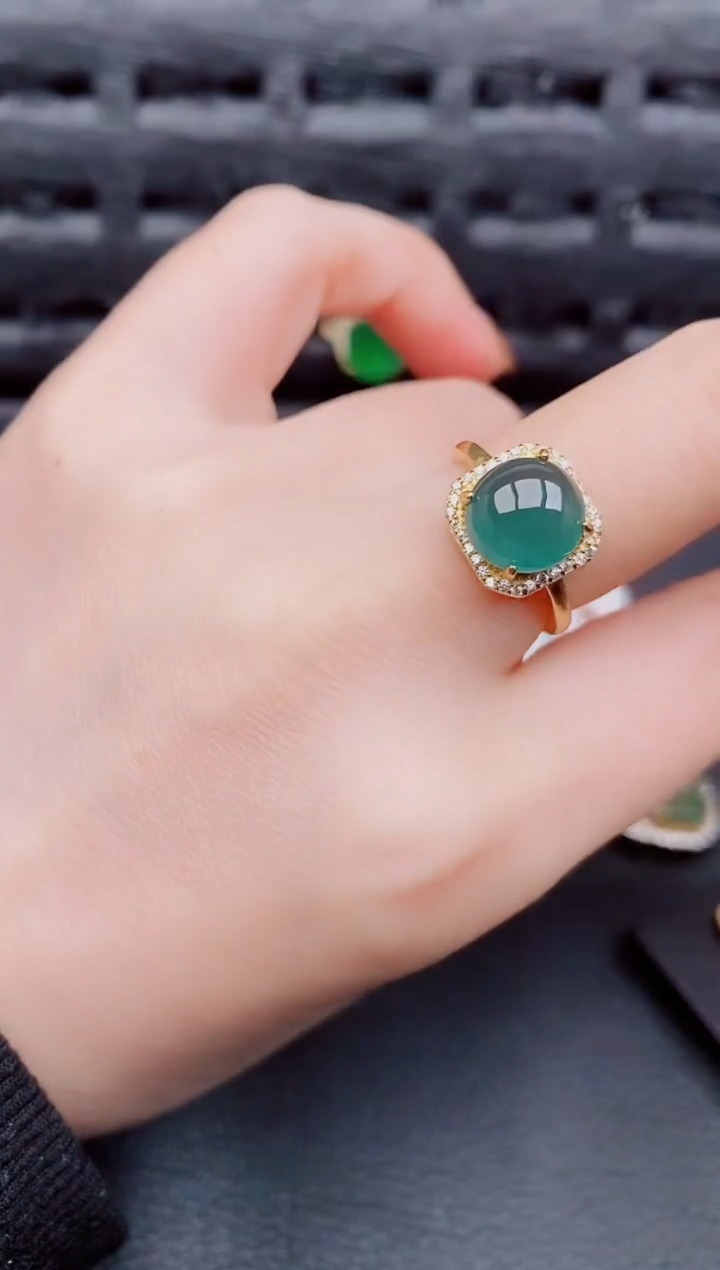 【闪购商品】翡翠戒指银S925镶嵌天然a货翡翠1184