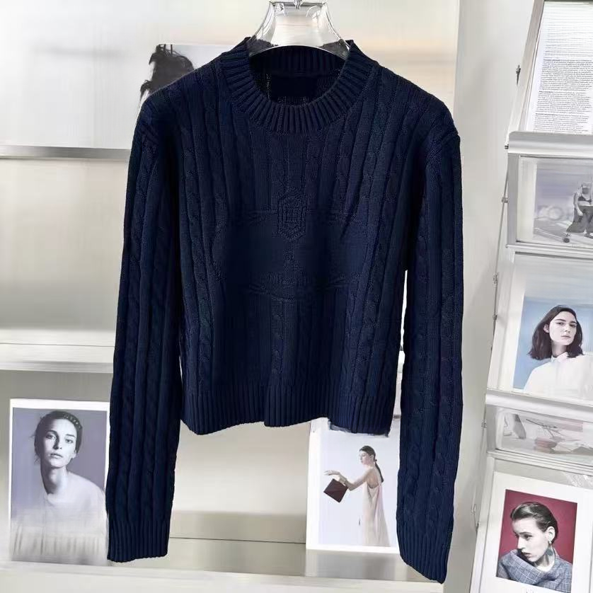 B342小P麻花编织长袖提花毛衣