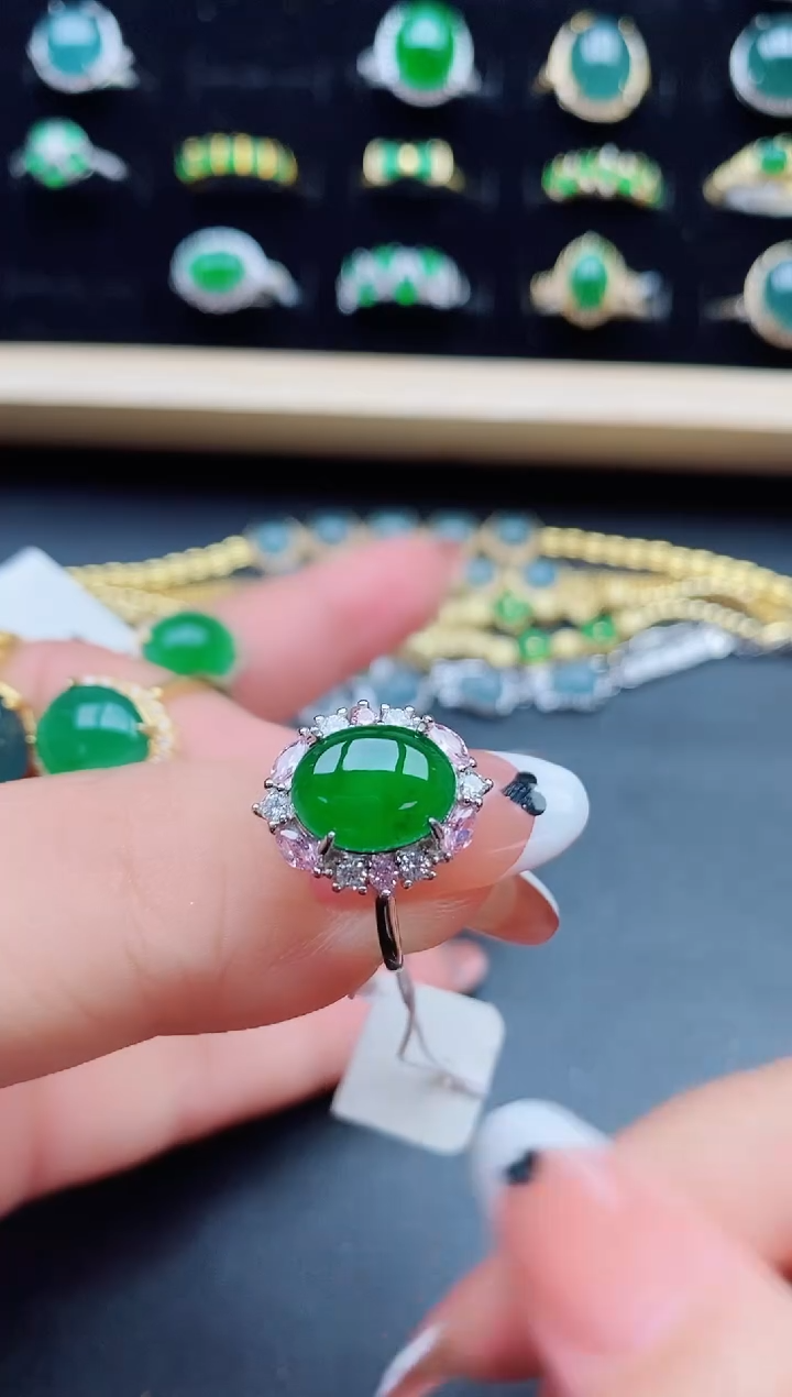 【闪购商品】翡翠银S925镶嵌戒指0585050