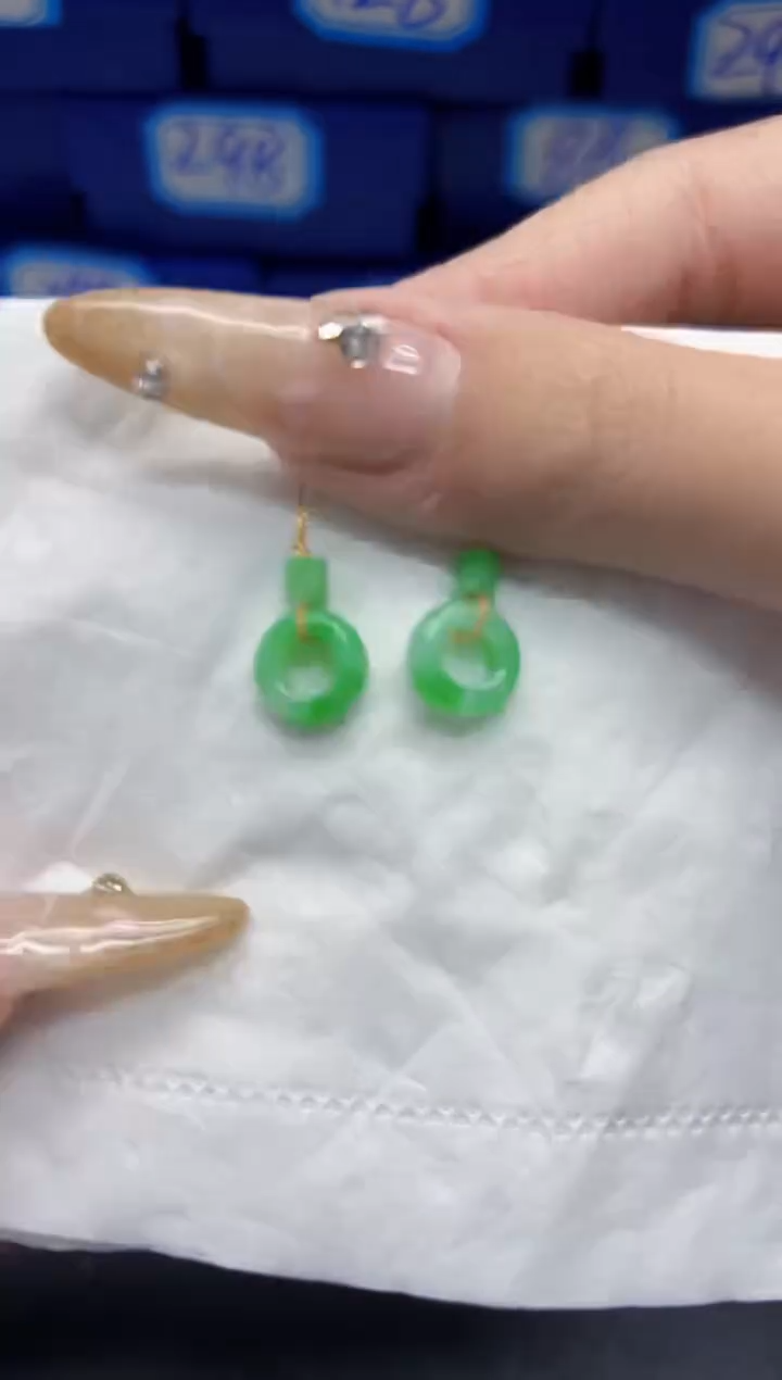 【闪购商品】翡翠耳饰18K金镶嵌Y缅料A货/支持复检/一件