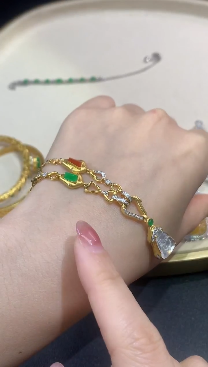 套链18K金镶嵌翡翠A533|18000