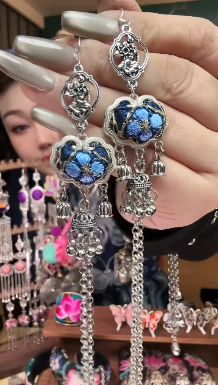 刺绣纯手工民族风刺绣耳环