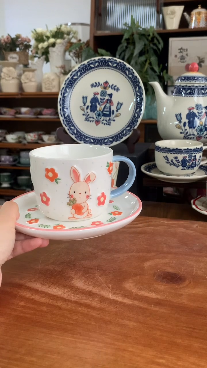 【闪购商品】陶瓷兔子杯碟
