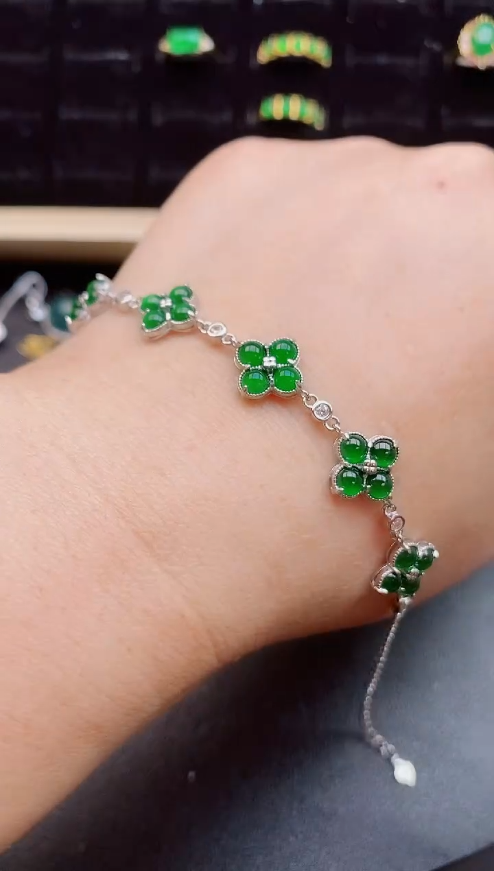 【闪购商品】翡翠手链银S925镶嵌1212