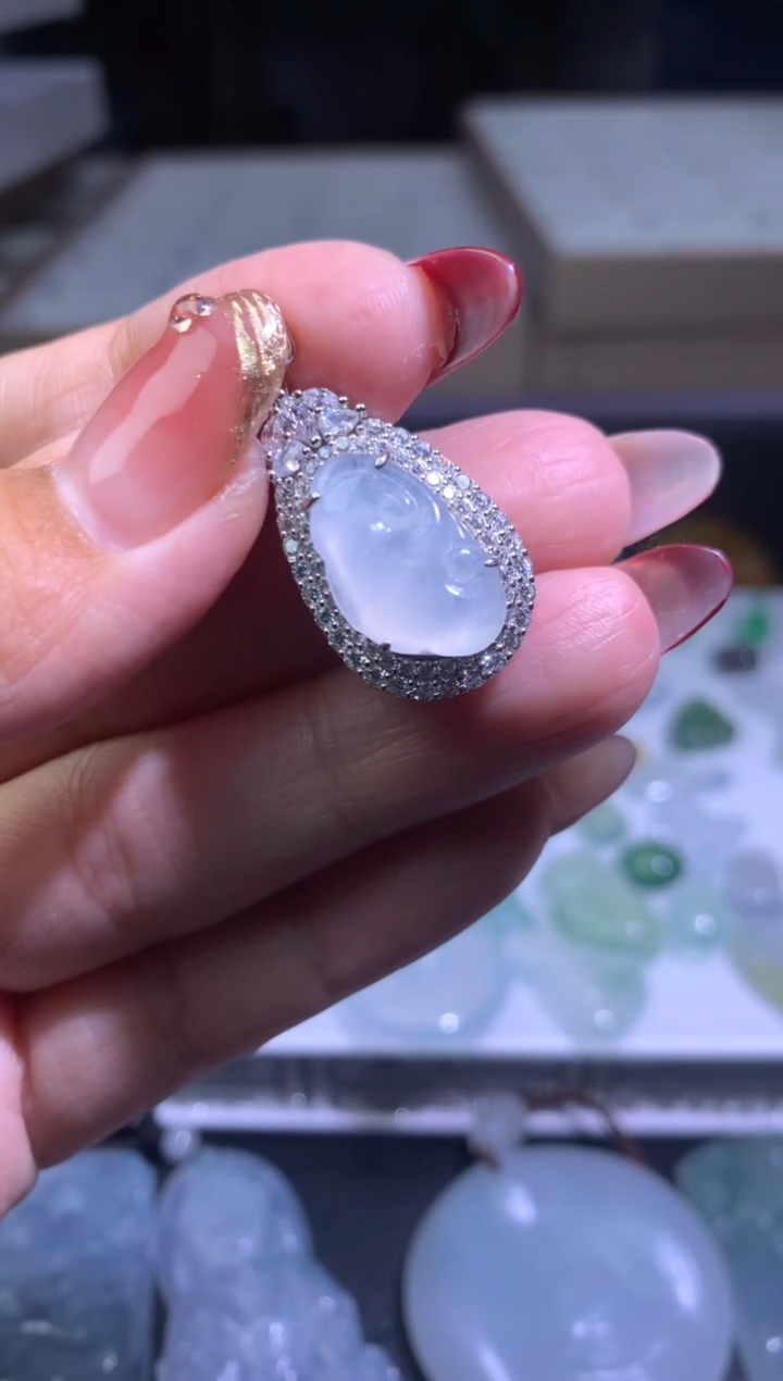 【闪购商品】翡翠颈饰银S925镶嵌净货