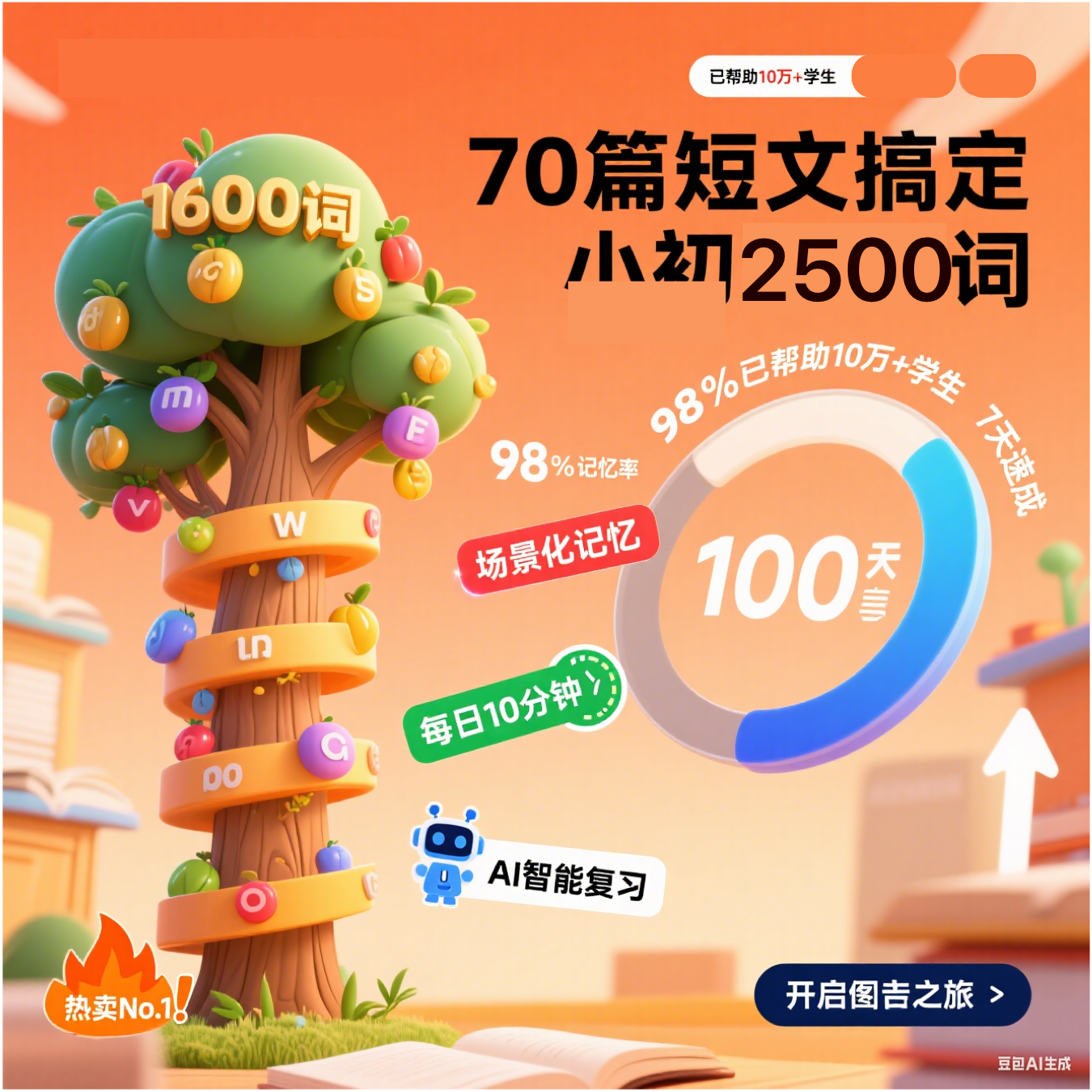 【70篇短文搞定小初2500词】全51版本教材同步点读跟读+精讲