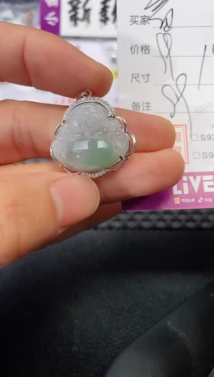 颈饰银S925镶嵌翡翠看**看-