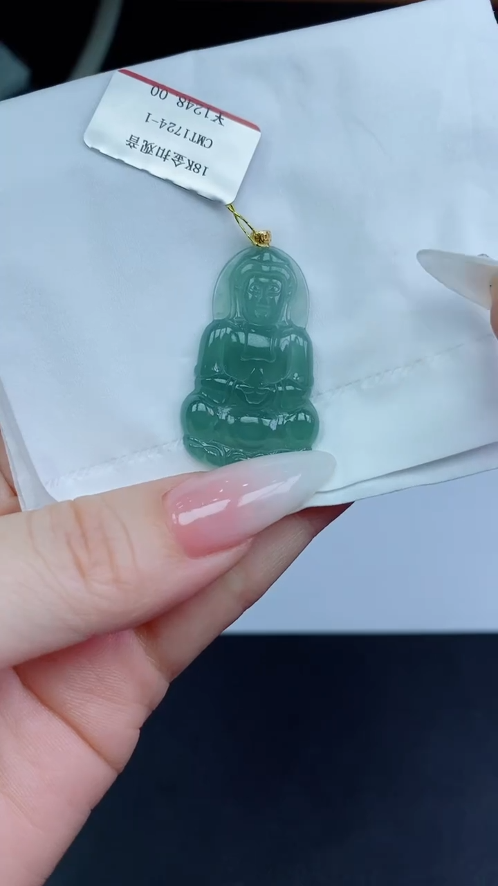 【闪购商品】翡翠挂件18K金镶嵌观音多人@@CMT1724-1