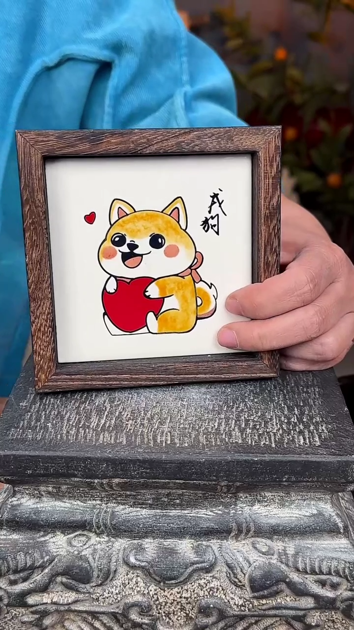 【闪购商品】摆件釉上彩陶瓷实木收纳盒