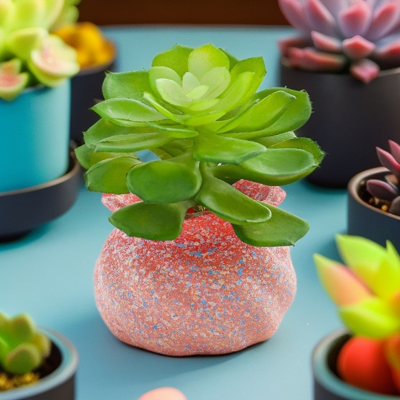 多肉花盆清仓捡漏多彩渐变家用阳台麦饭石粗陶钱袋子造型陶瓷花盆