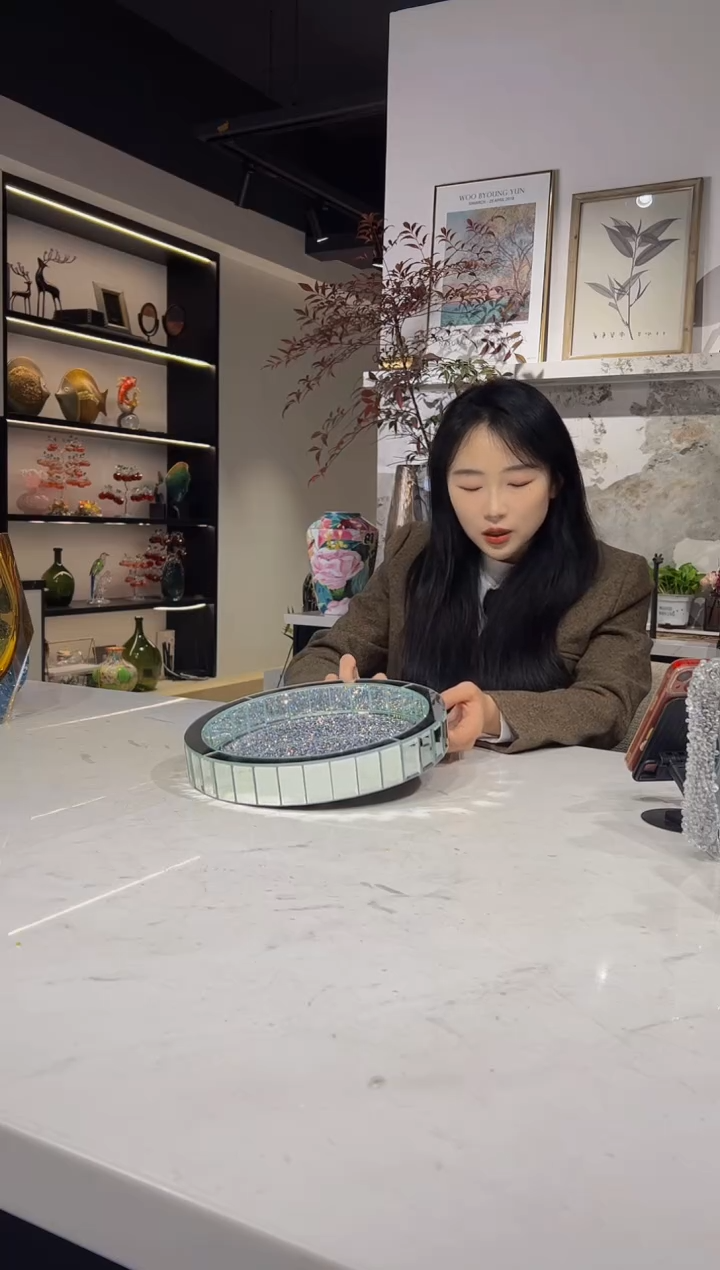 【闪购商品】玻璃钻面旋转托盘