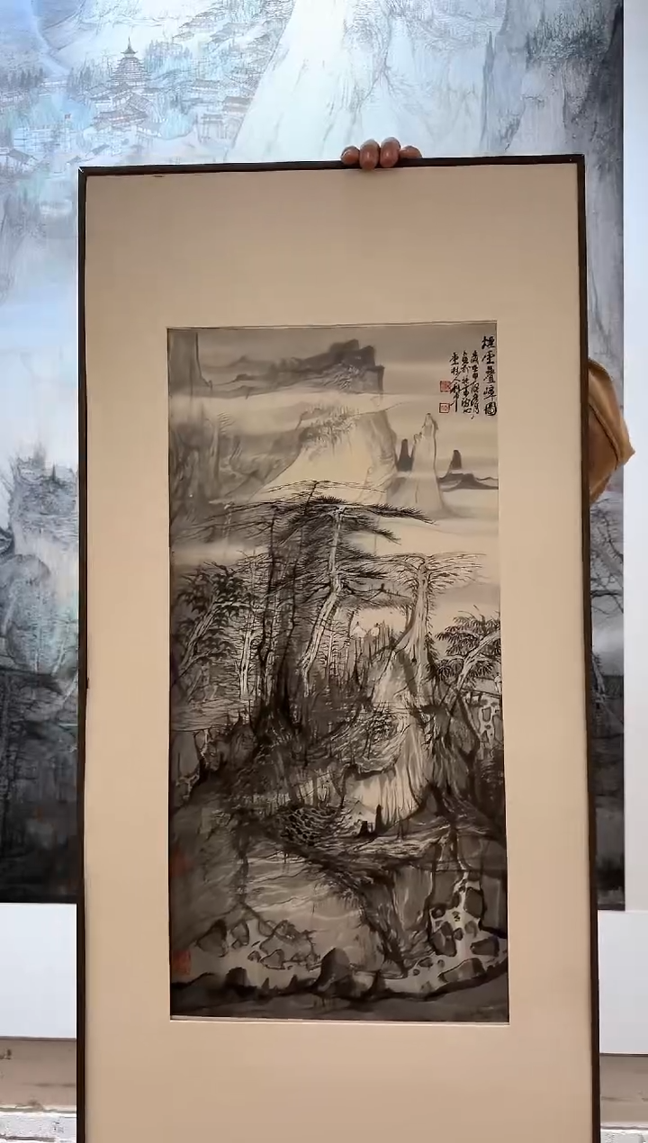【闪购商品】国画炳山艺术-唐利中山水2平尺（带框）
