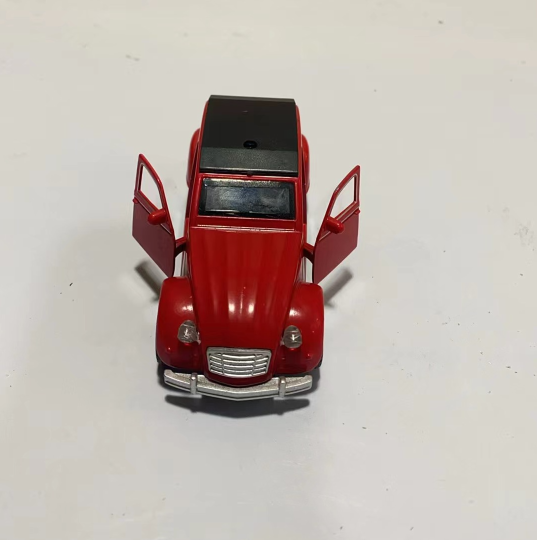 合金可开门惯性玩具车模型  红