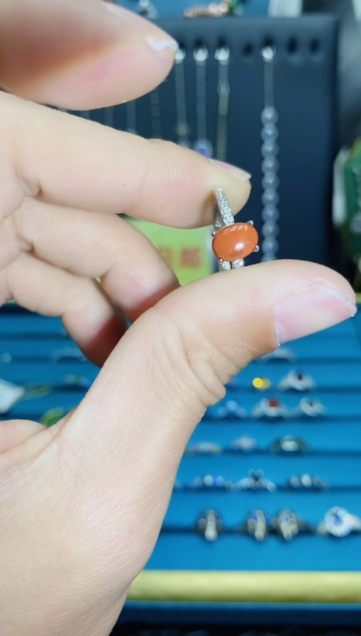 【闪购商品】南红玛瑙戒指银S925镶嵌11211