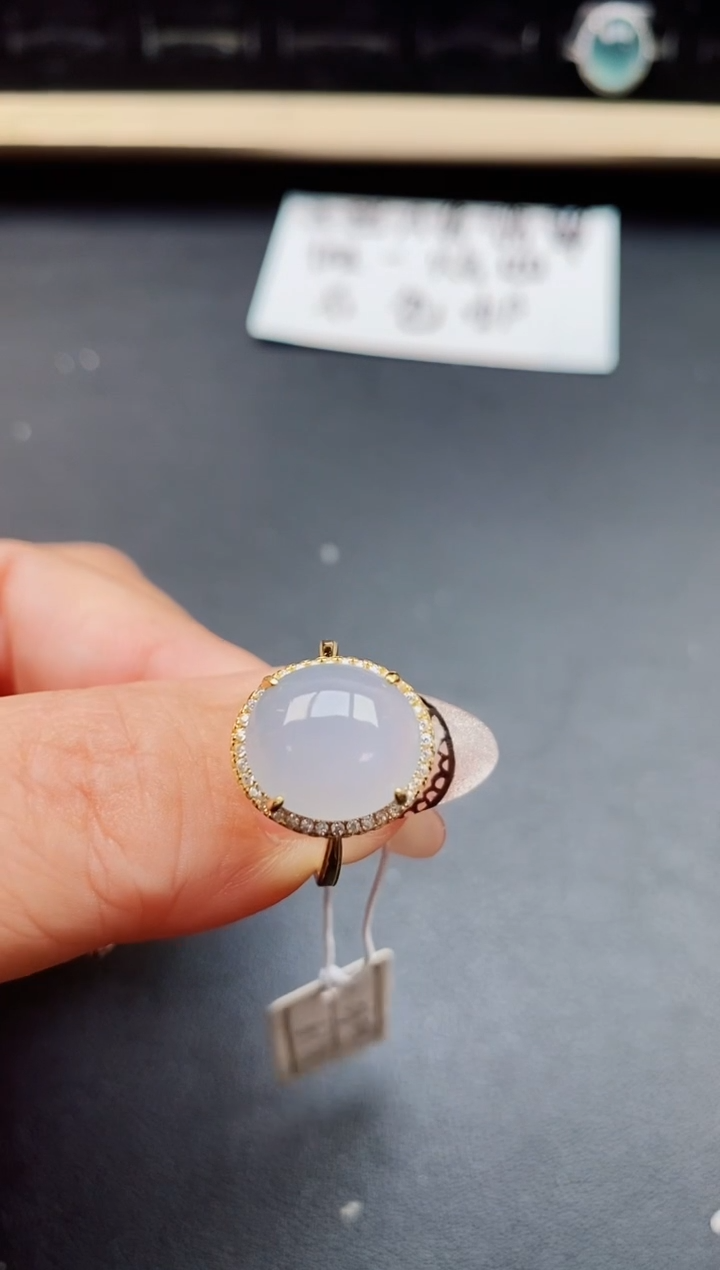 翡翠戒指银S925镶嵌50805