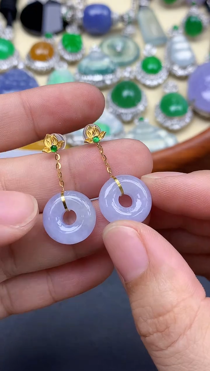 18K金镶嵌翡翠耳饰329-中国好珍宝