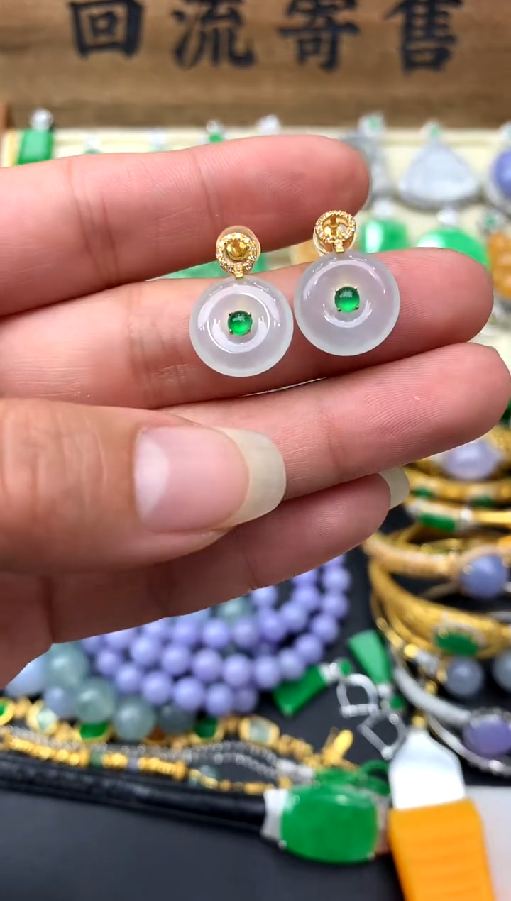【闪购商品】翡翠耳饰18K金镶嵌199-中国好珍宝