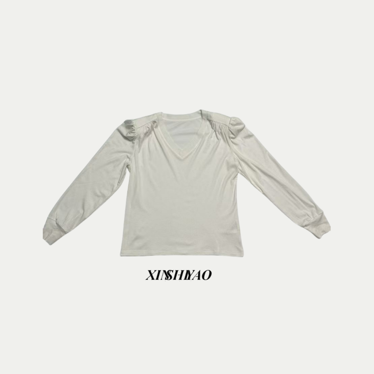 XSY小众设计肩膀褶皱打底羊毛衫 