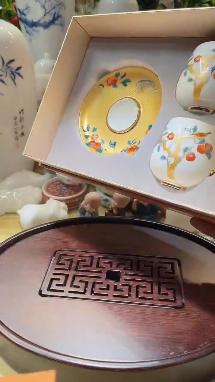 瓷片德艺茶器直播间@@柿子对杯咖啡