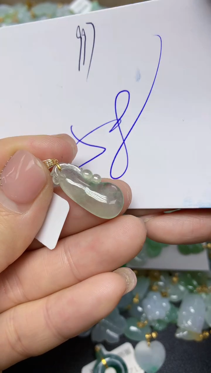 【闪购商品】翡翠挂件18K金镶嵌 天然翡翠A货