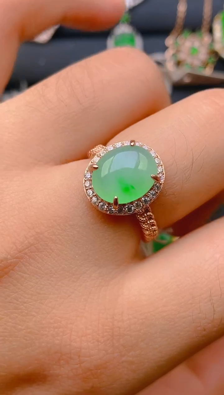 【闪购商品】翡翠戒指银S925镶嵌天然A货翡翠1