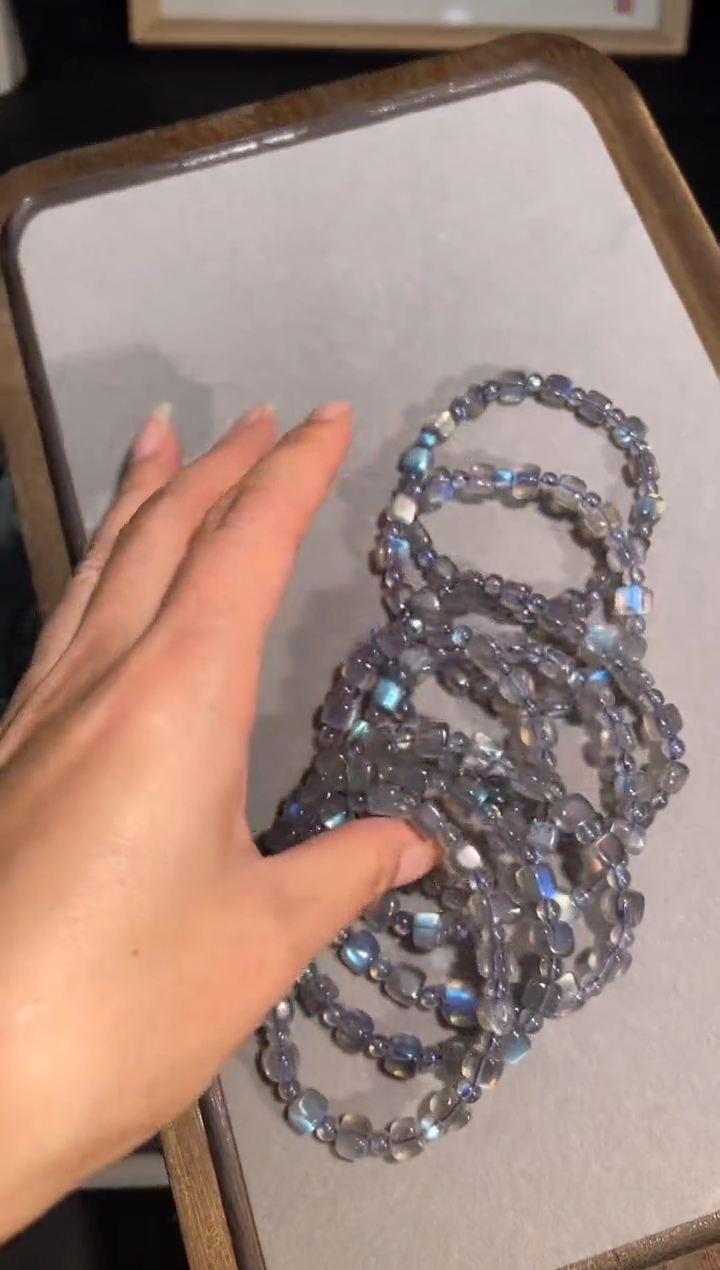 未镶嵌手链长石灰月光方糖单圈  默认微瑕