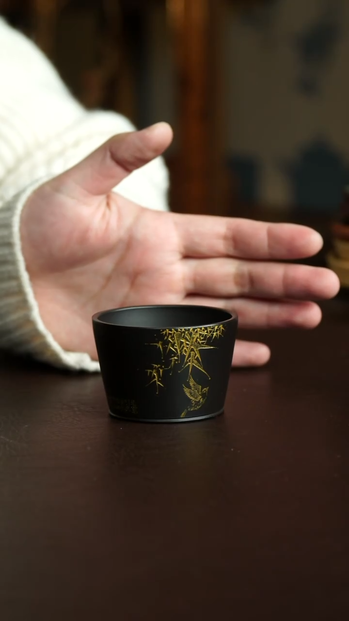 茶杯紫砂16号 朱泥手刻系列主人杯 宜兴紫砂原矿作品