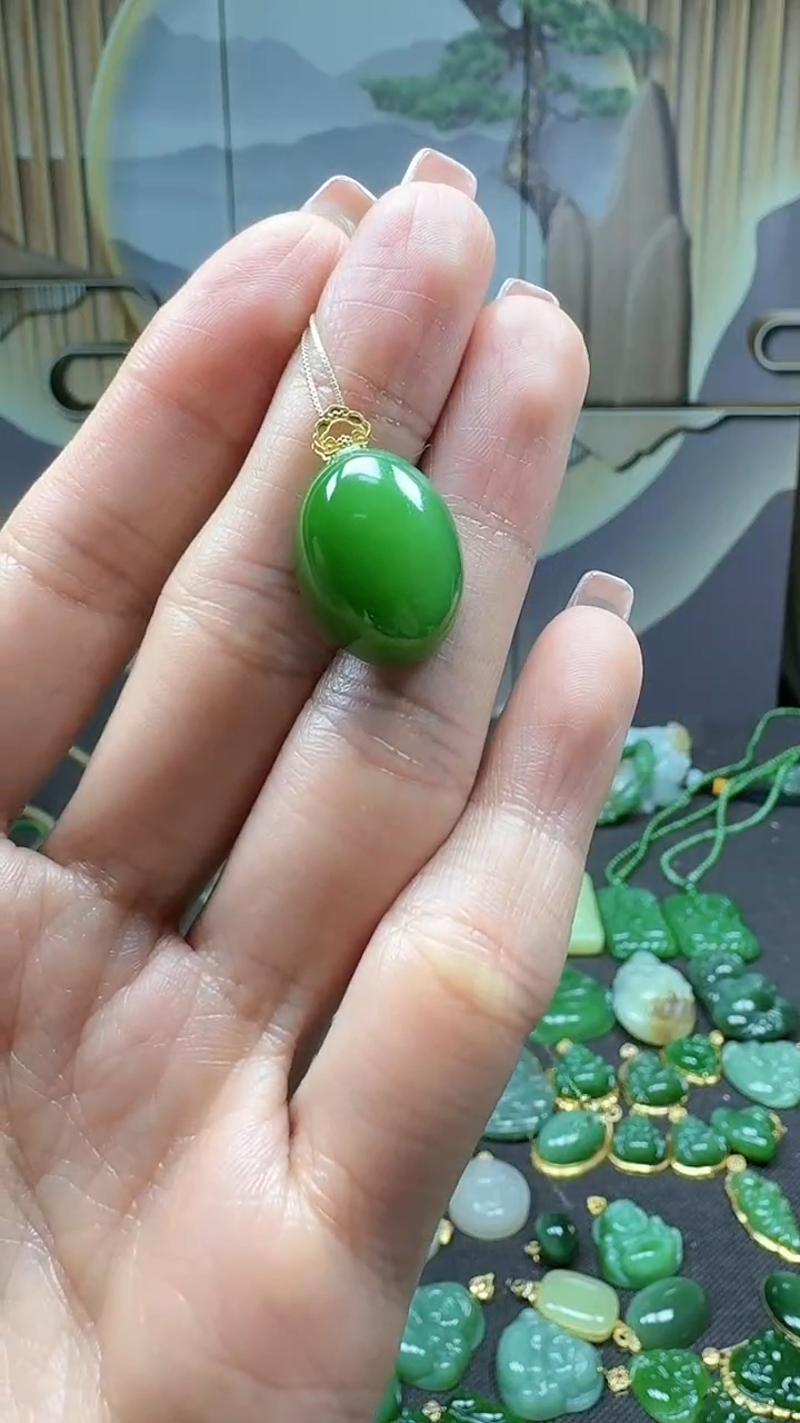 【闪购商品】和田玉吊坠(不含链)18K金镶嵌1