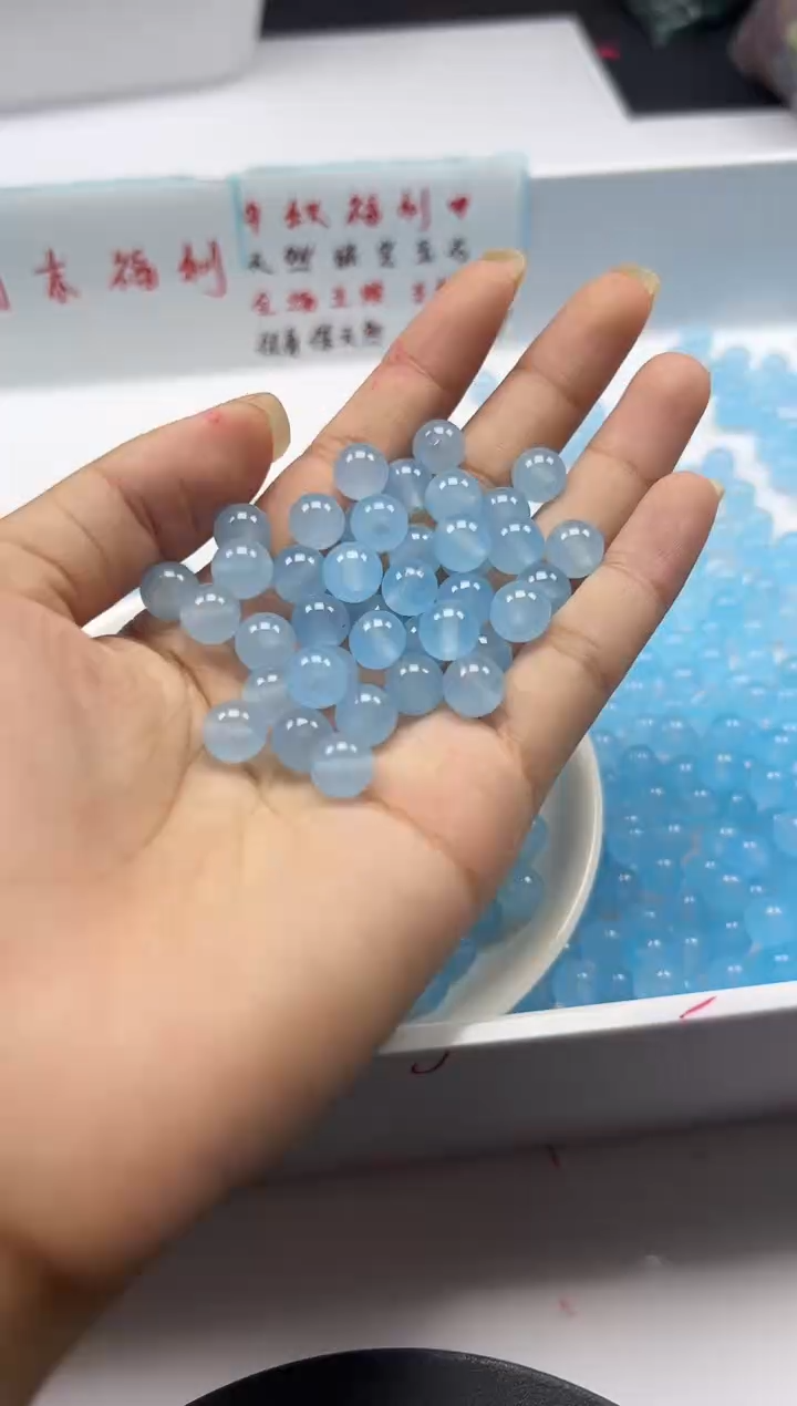 未镶嵌颈饰玛瑙/玉髓w416海蓝宝8mm*25颗