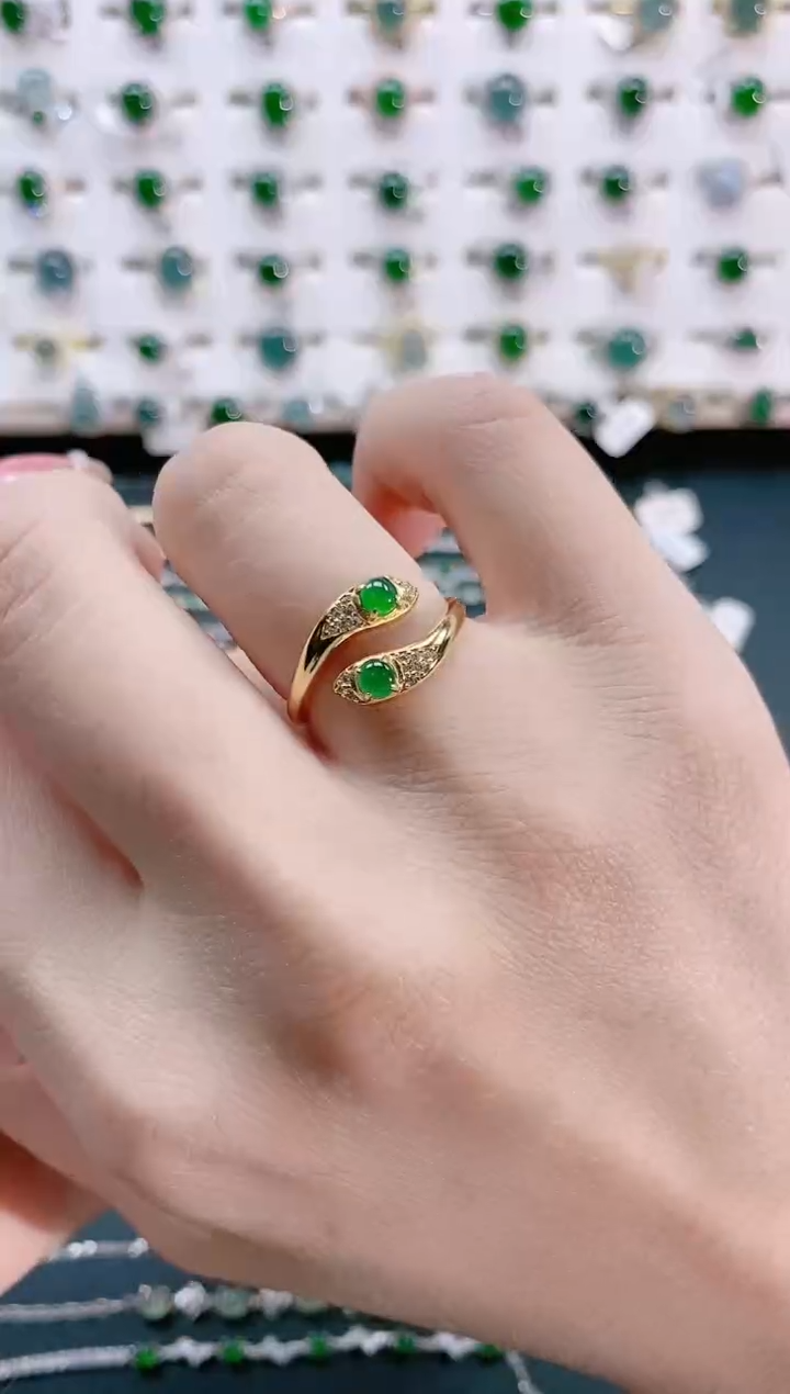 【闪购商品】翡翠戒指银S925镶嵌天然翡翠