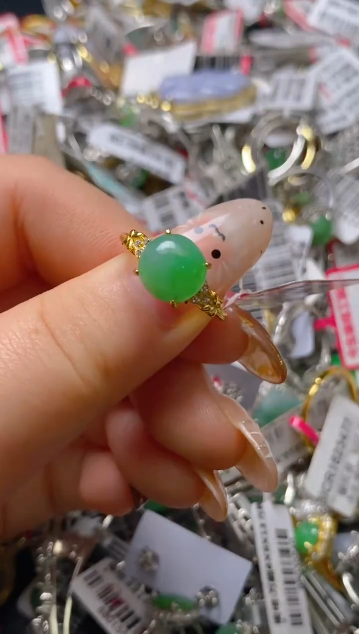 银S925镶嵌戒指翡翠百内无证书