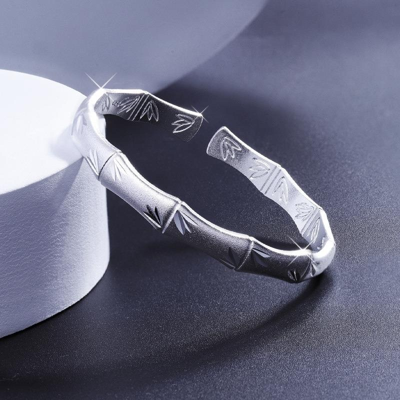 足银手镯 足银手镯  足银s9999 竹节开口手镯