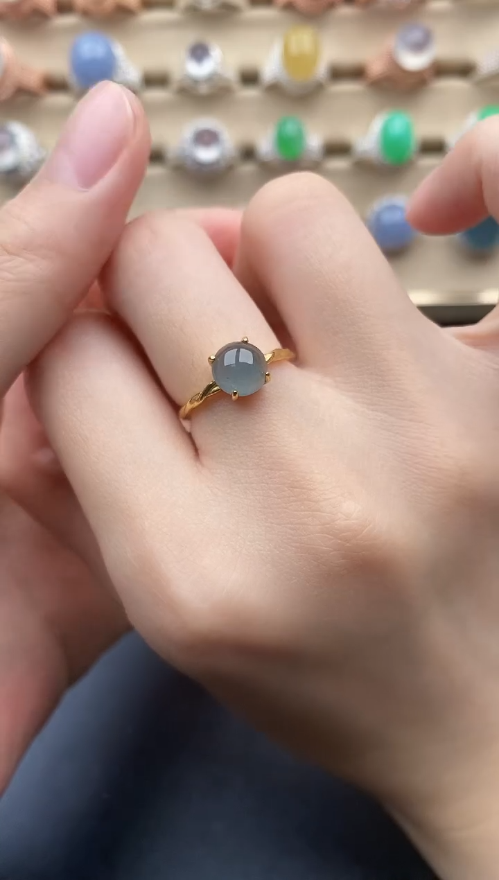 翡翠戒指银S925镶嵌一物一证一礼盒