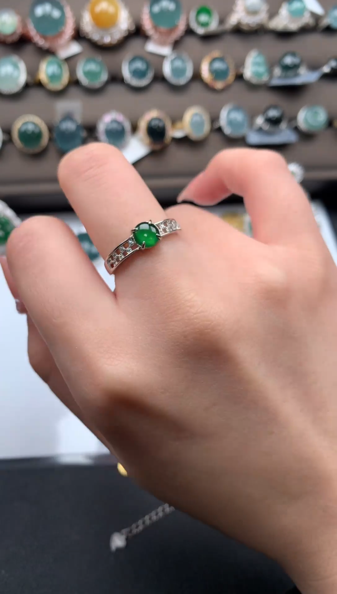 【闪购商品】翡翠戒指银S925镶嵌51214