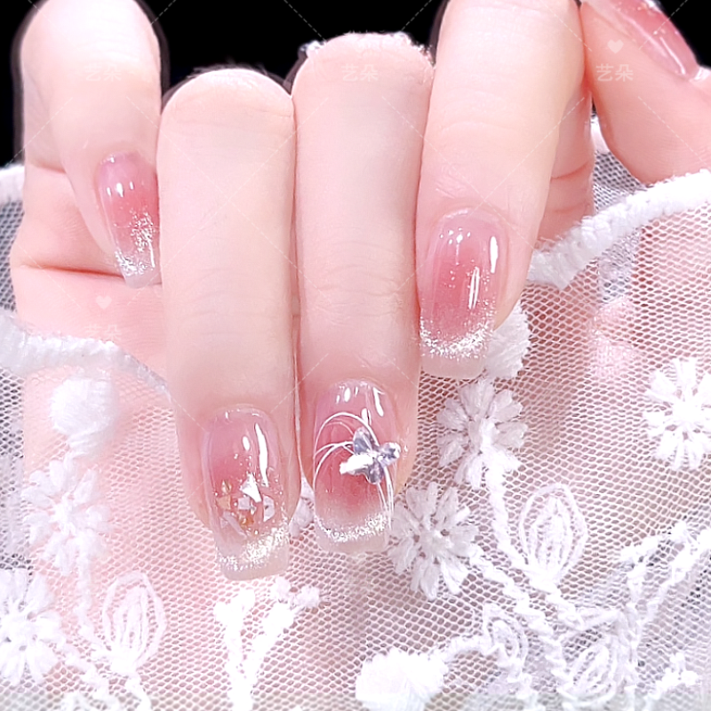 穿戴甲亮闪猫眼纯手工美甲片贴片腮红渐变显白指甲油胶短款中长款